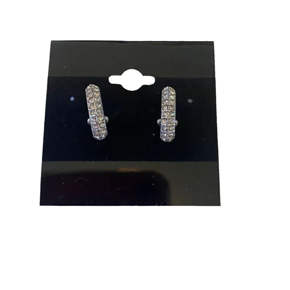 Patricia Nash Small Pave Crystal Half Hoop Posts.